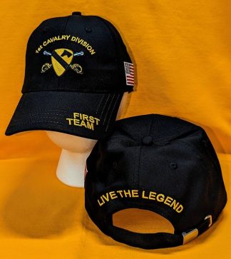 1st Cavalry Division Black Cap with Flag
