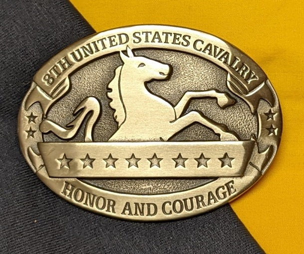 Buckle 12th Cav Brass Rect. | Crossed Sabers – Chapter Gift Shop